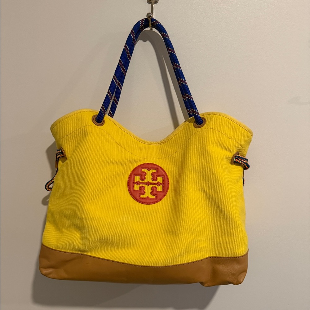 Tory Burch Vibrant Yellow Tote with Tan Base